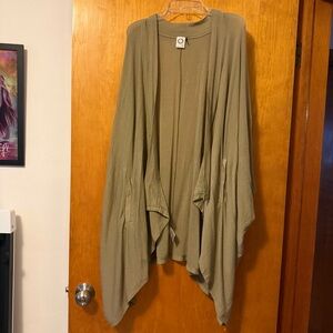 Anthropologie Akemi + Kin Draped Open-Front Cardigan in Olive Size O/S